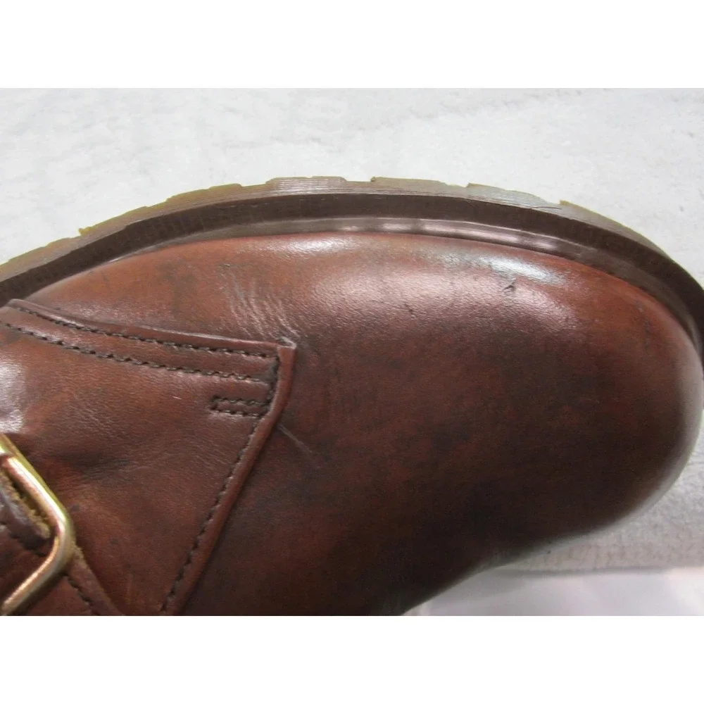 Vtg Dr Martins Monk Strap Shoe Mens Size 8 Brown Made In England Leather